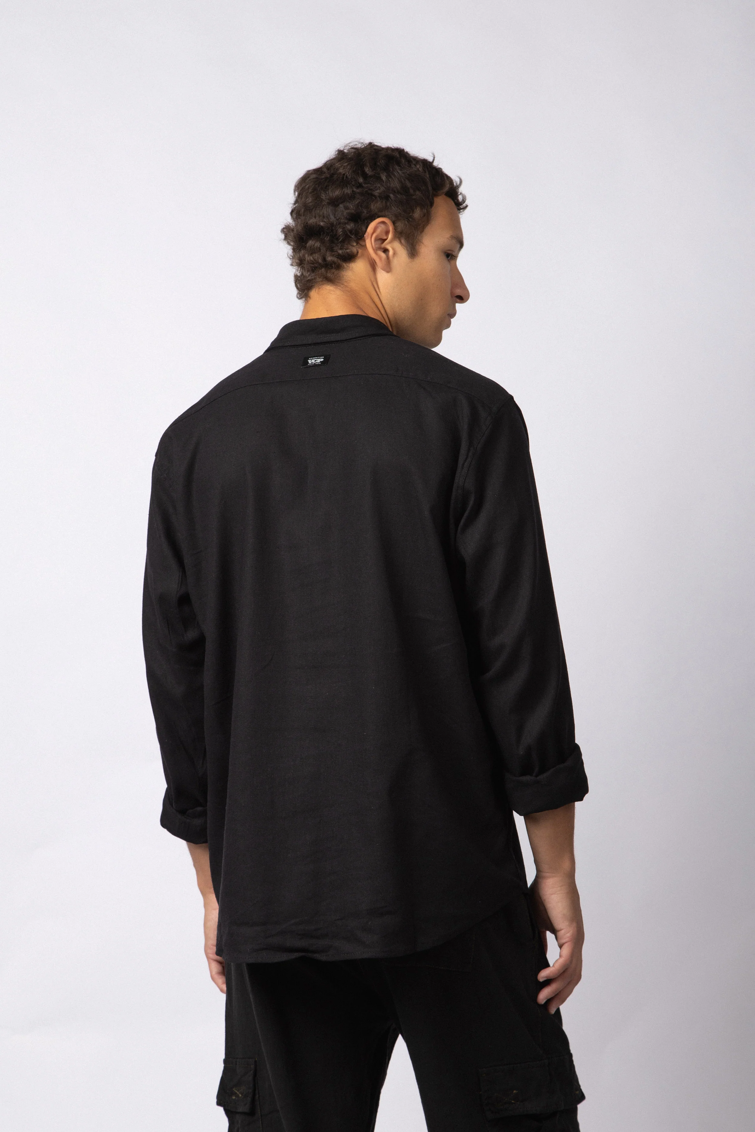 Camisa Manga Larga Lino Raze Negra - Image 3