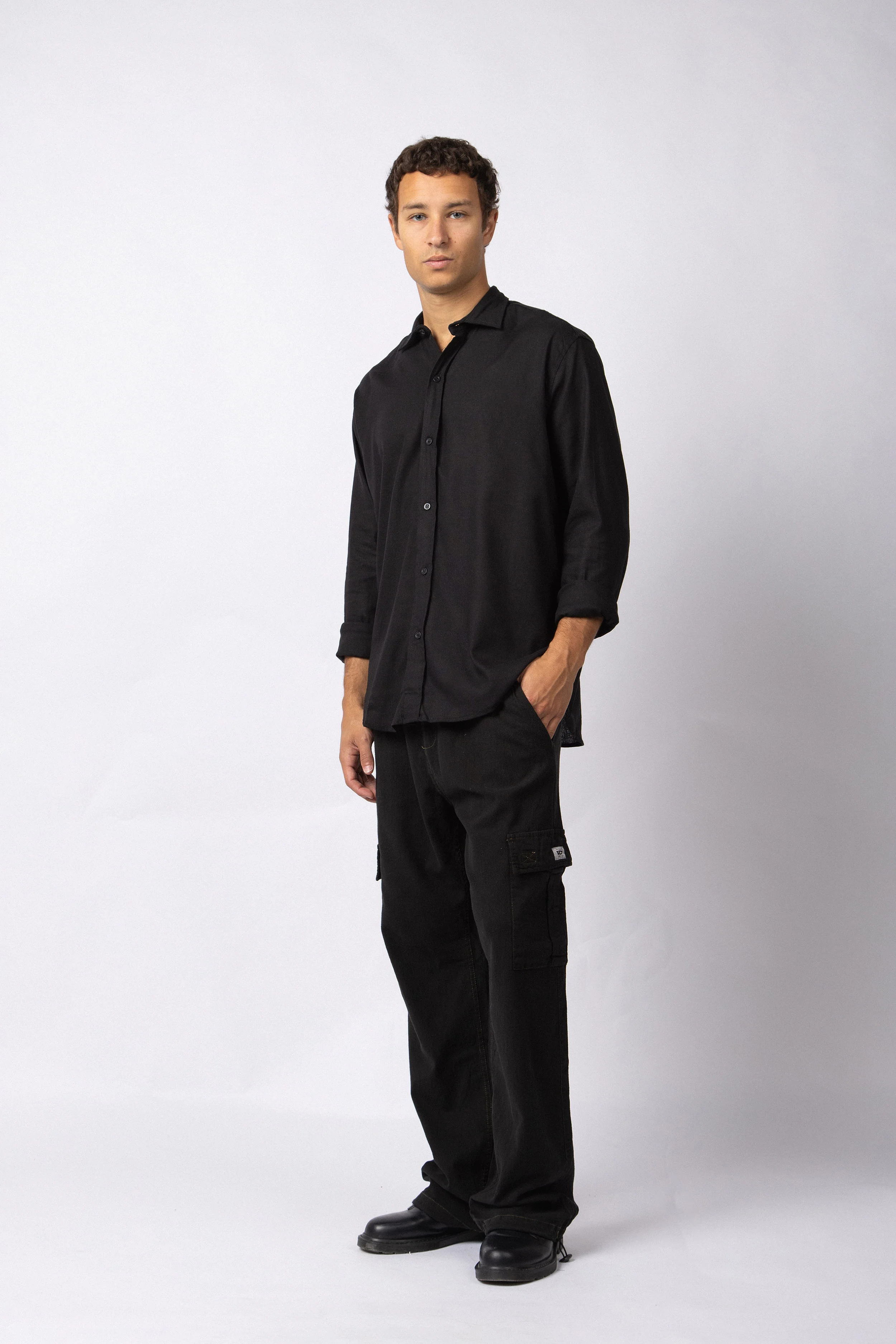 Camisa Manga Larga Lino Raze Negra - Image 5