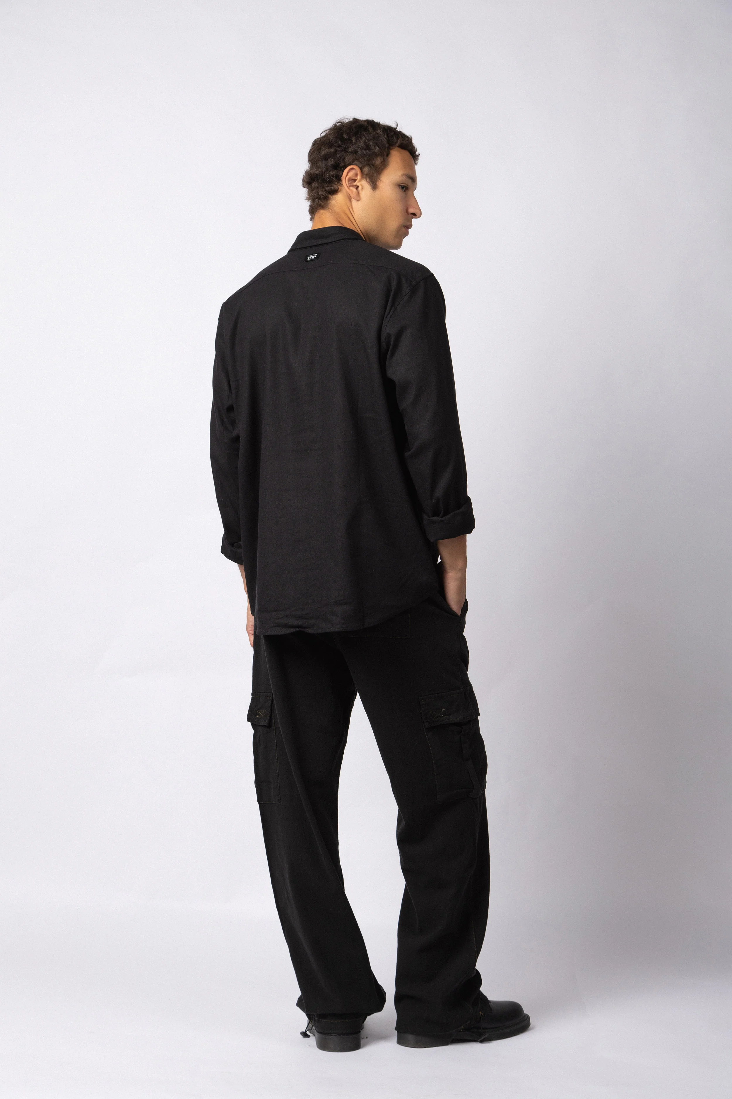 Camisa Manga Larga Lino Raze Negra - Image 6