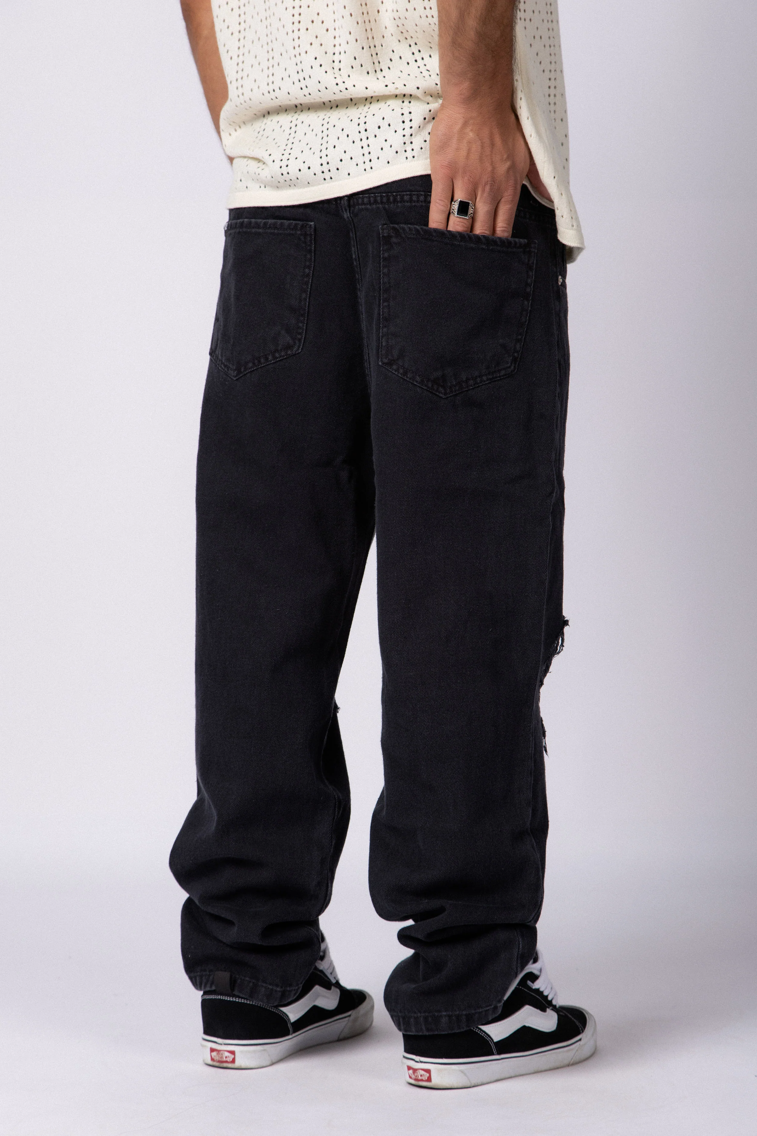 Jean Mom Shelby Scratched Negro - Image 3