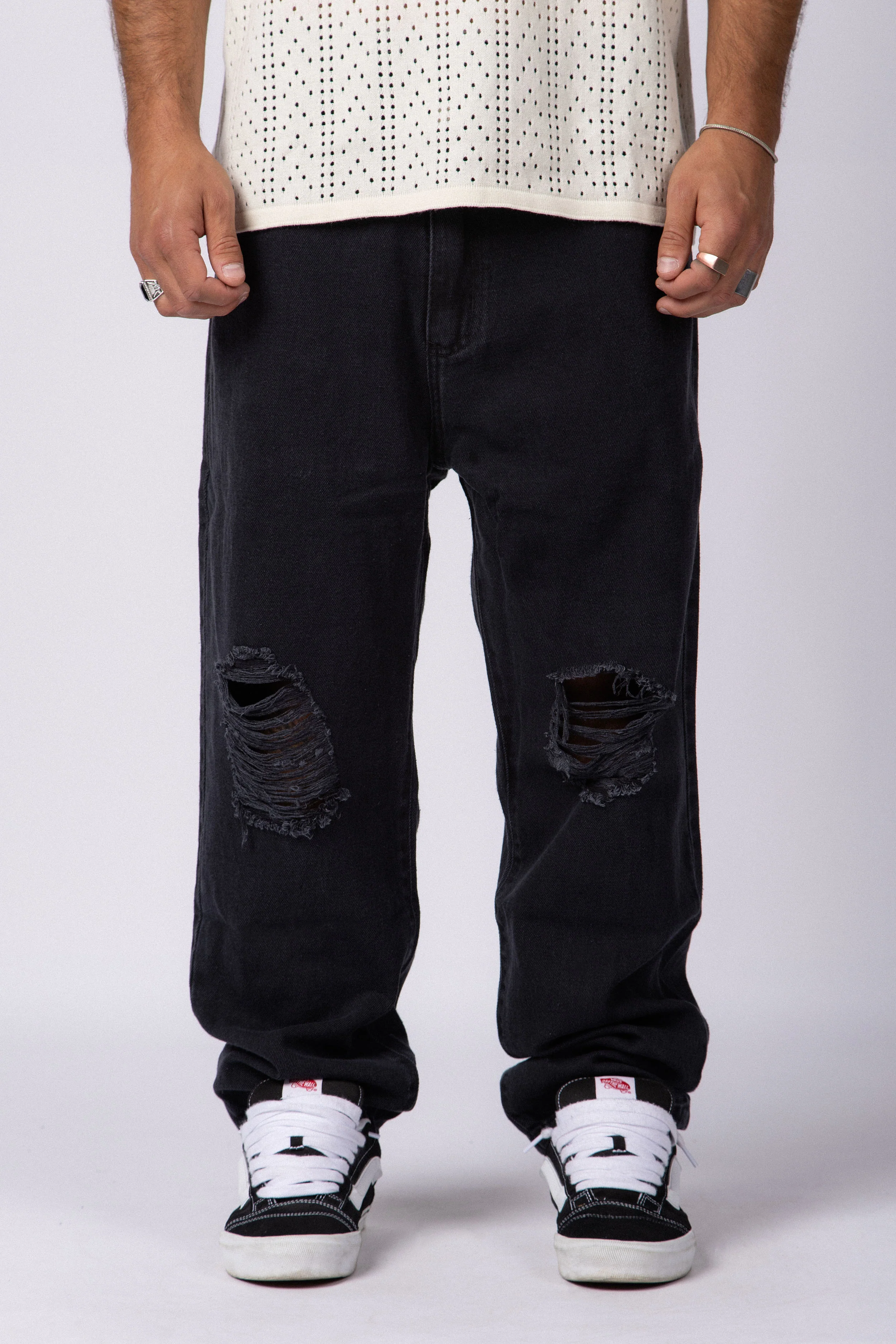 Jean Mom Shelby Scratched Negro - Image 4